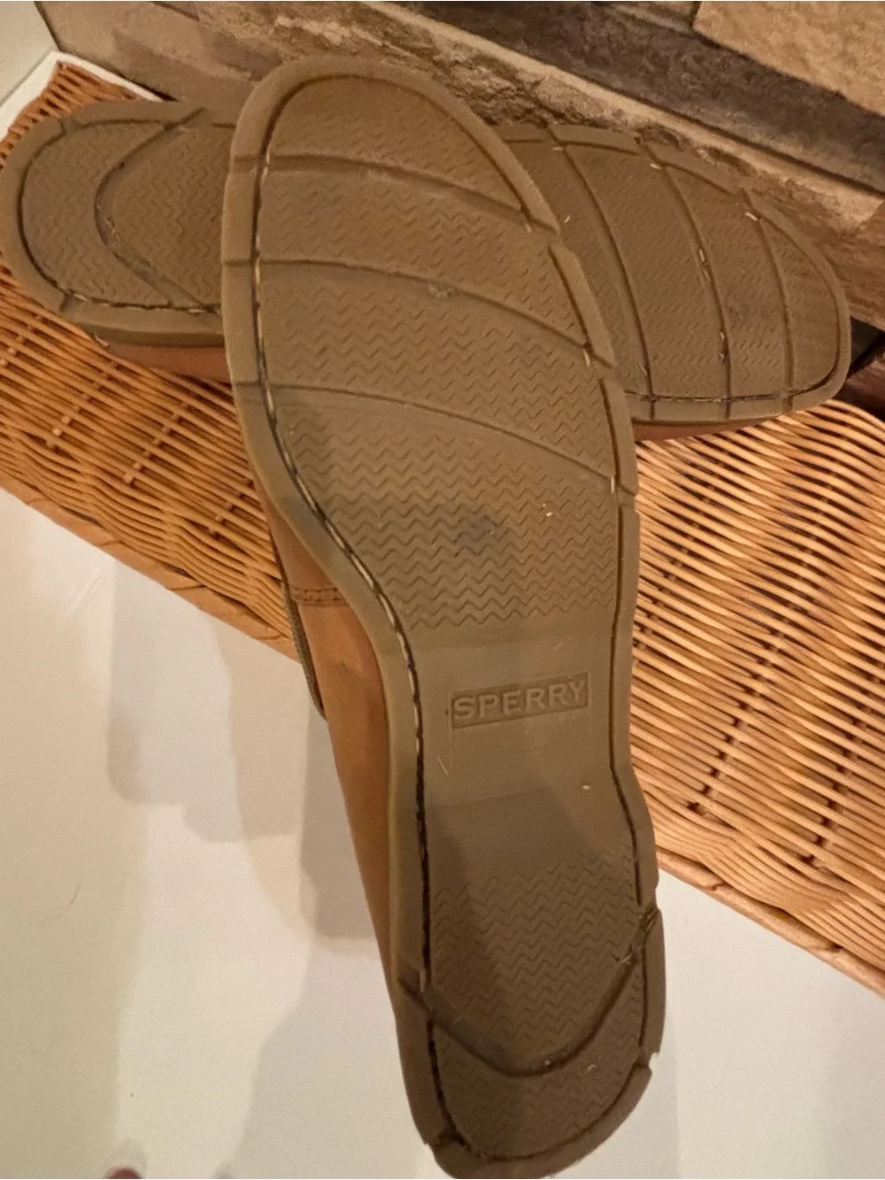Sperry Men’s Tan Leather Moc Toe Boat Shoes